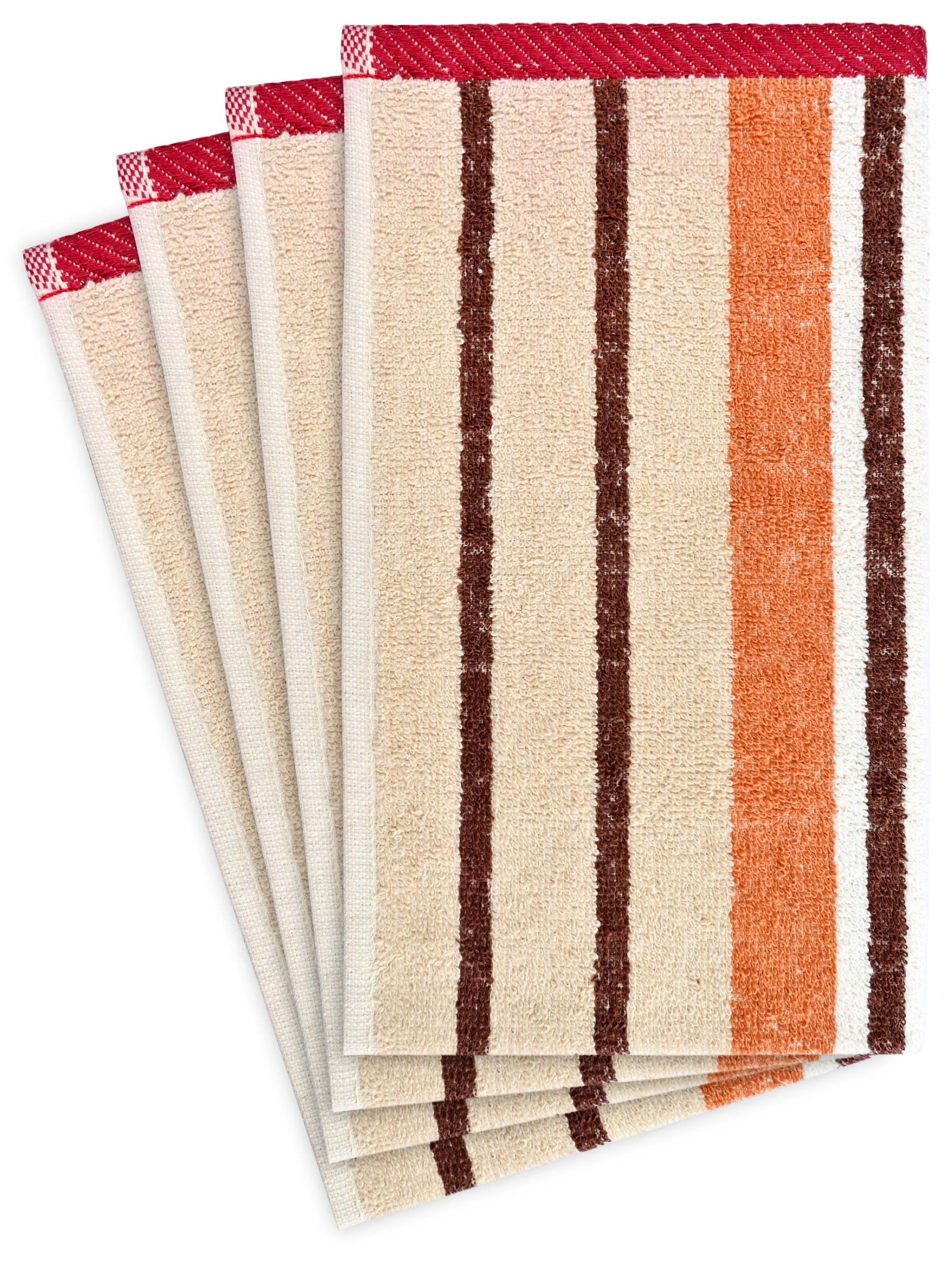 Premium Striped Weave Guest Towels-Guest Towel-Weave Essentials-Ochre Brown-4x Guest Towels-Weave Essentials