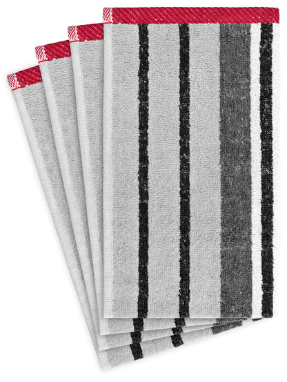 Premium Striped Weave Guest Towels-Guest Towel-Weave Essentials-Silver Grey-4x Guest Towels-Weave Essentials