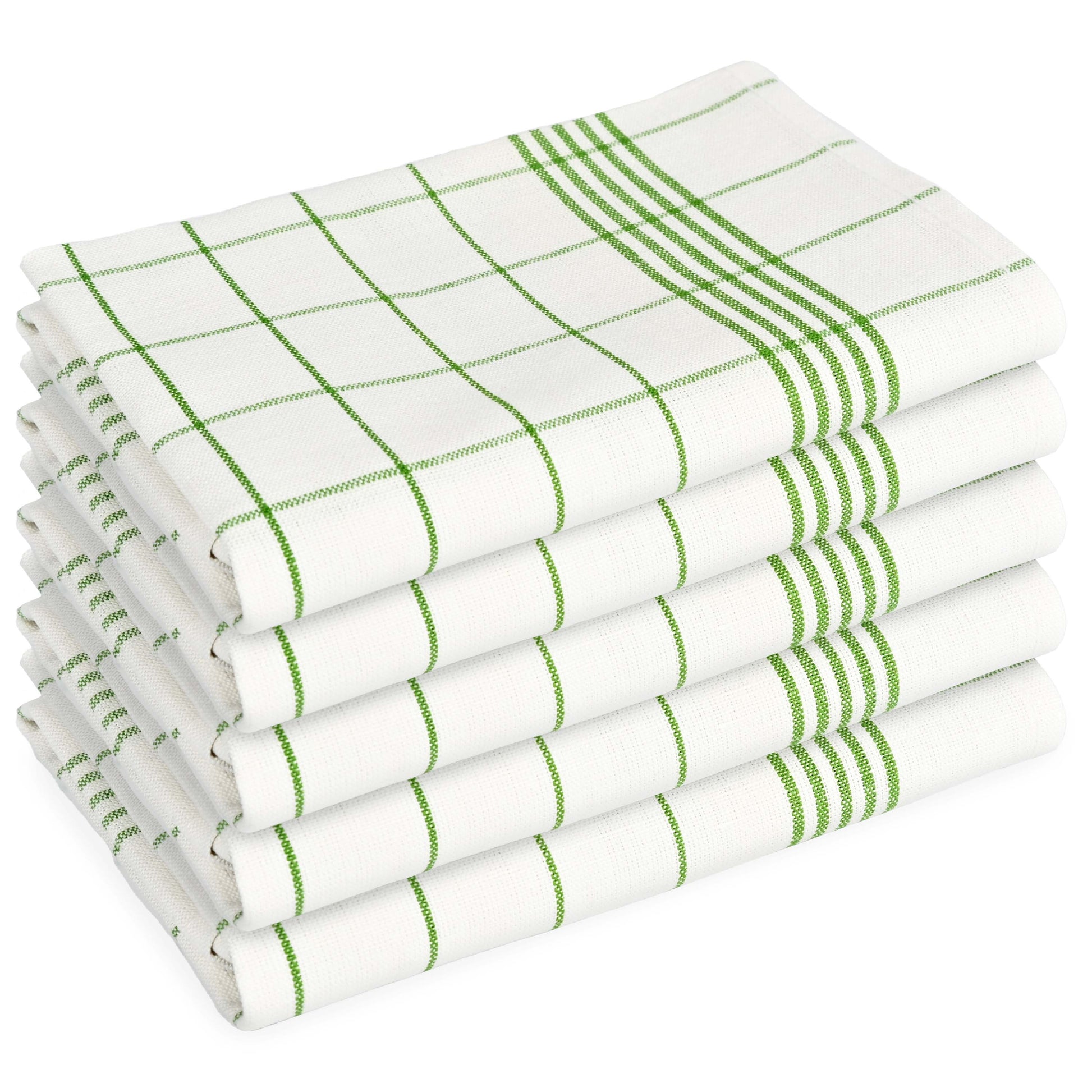 PACK OF 5 PURE LINEN KITCHEN DISH CLOTHS-Kitchen Dish Cloth-Weave Essentials-White Green-Weave Essentials