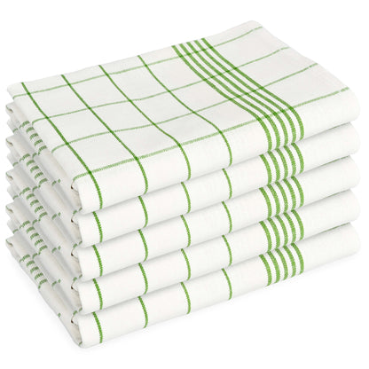 PACK OF 5 PURE LINEN KITCHEN DISH CLOTHS-Kitchen Dish Cloth-Weave Essentials-White Green-Weave Essentials