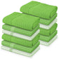 12 PC KITCHEN TOWEL SET: 4 HAND TOWEL & 8 DISH CLOTH-Kitchen Tea Towel-Weave Essentials-White Green-Weave Essentials