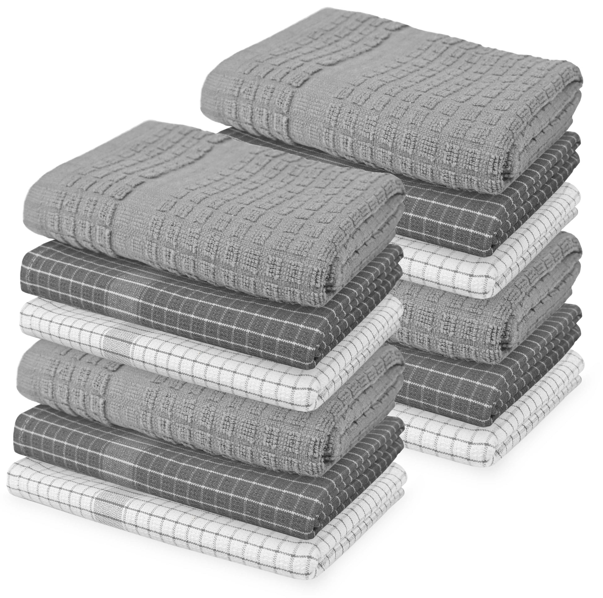 Kitchen Towels Dish Towels 100% Cotton, Set of 4, Gray and White Hand  Towels, Tea Towels, Reusable and Absorbent Cleaning Cloths, Oeko-Tex  Cotton, 28