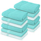 12 PC KITCHEN TOWEL SET: 4 HAND TOWEL & 8 DISH CLOTH-Kitchen Tea Towel-Weave Essentials-Aqua Blue-Weave Essentials
