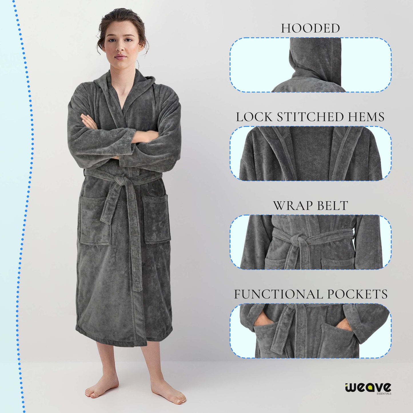 COMBED COTTON TERRY TOWELING BATHROBE-Bathrobe-Weave Essentials-White-S/M-Weave Essentials