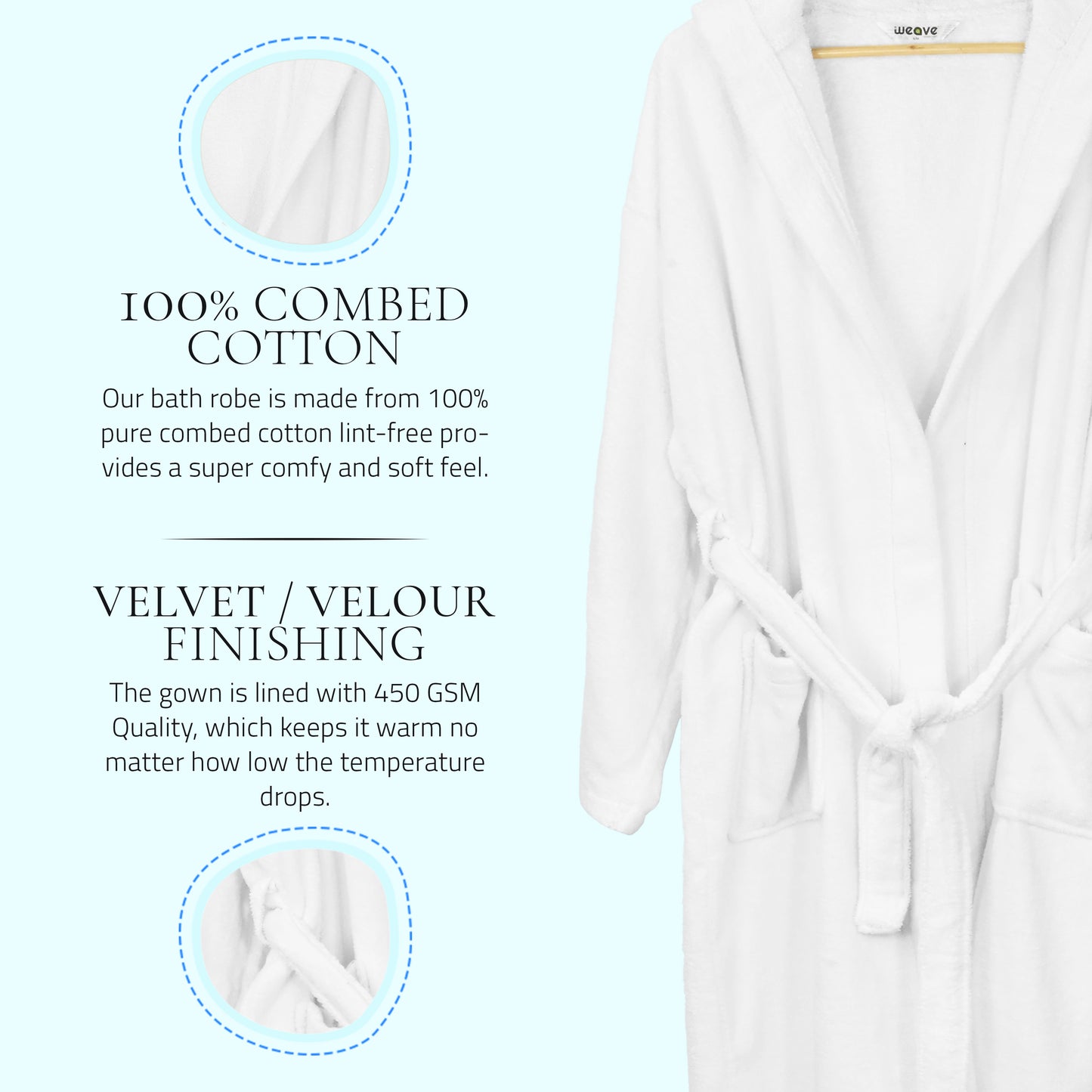 COMBED COTTON TERRY TOWELING BATHROBE-Bathrobe-Weave Essentials-White-S/M-Weave Essentials