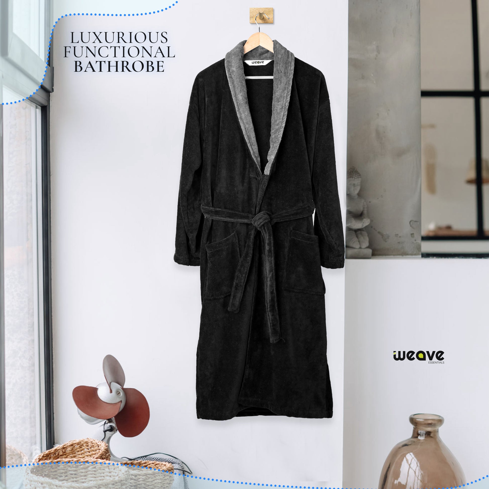 COMBED COTTON TERRY TOWELING BATHROBE-Bathrobe-Weave Essentials-White-S/M-Weave Essentials