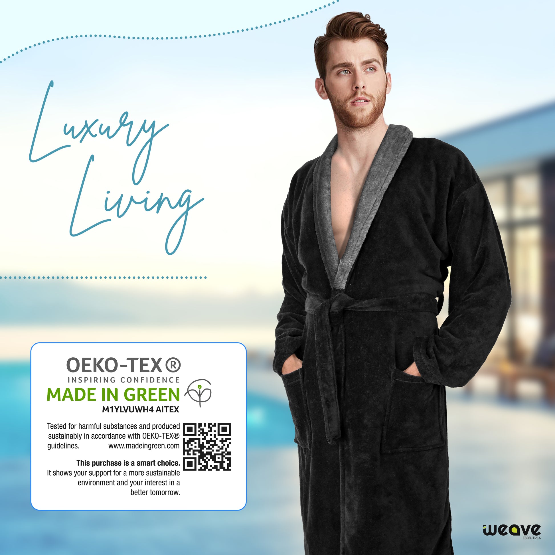 COMBED COTTON TERRY TOWELING BATHROBE-Bathrobe-Weave Essentials-White-S/M-Weave Essentials